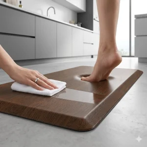 Factory Direct PU Anti-Fatigue Floor Mat Waterproof Non-Slip Self-Skin Foam Kitchen Standing Mat Wood Grain