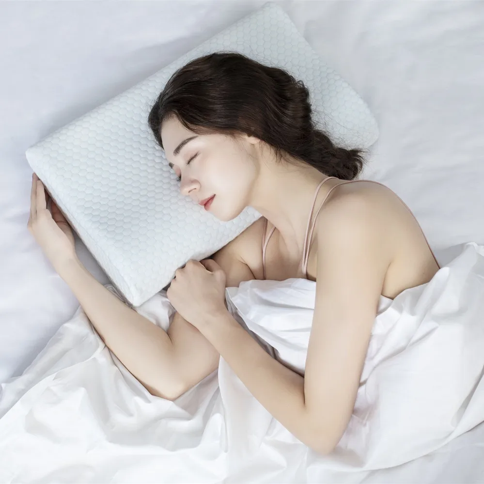 Adjustable Butterfly Shredded Memory Foam Pillow Solid Pattern Neck Support Sleep Therapy Bamboo Silk Fabric Memory Foam Filling - Image 3